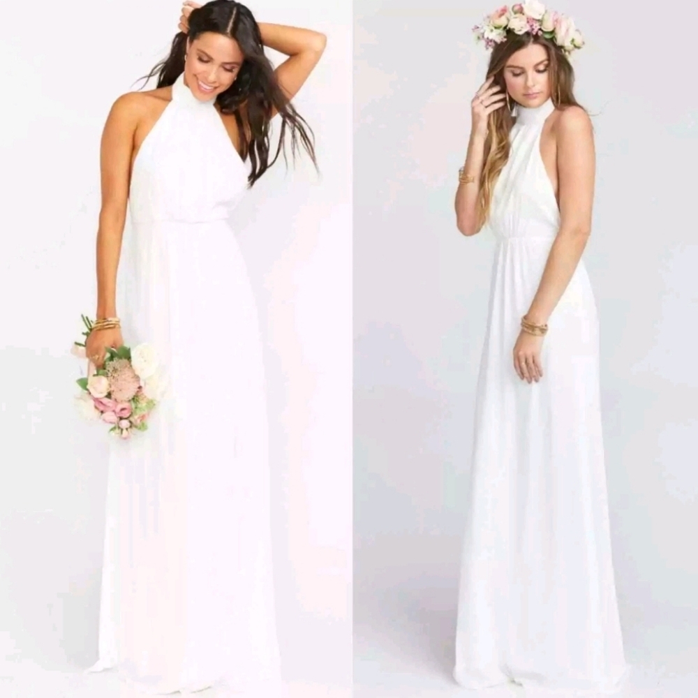 Show Me Your Mumu Collette Collar Dress in Ivory Crisp Amanda Maxi Large